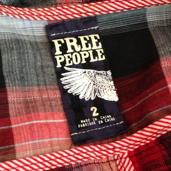 Free People Plaid Ruffle Top with long sleeves - Picture 5 of 5